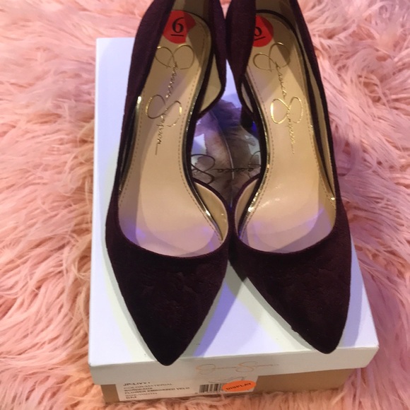 Jessica Simpson Shoes - Jessica Simpson burgundy velvet heels